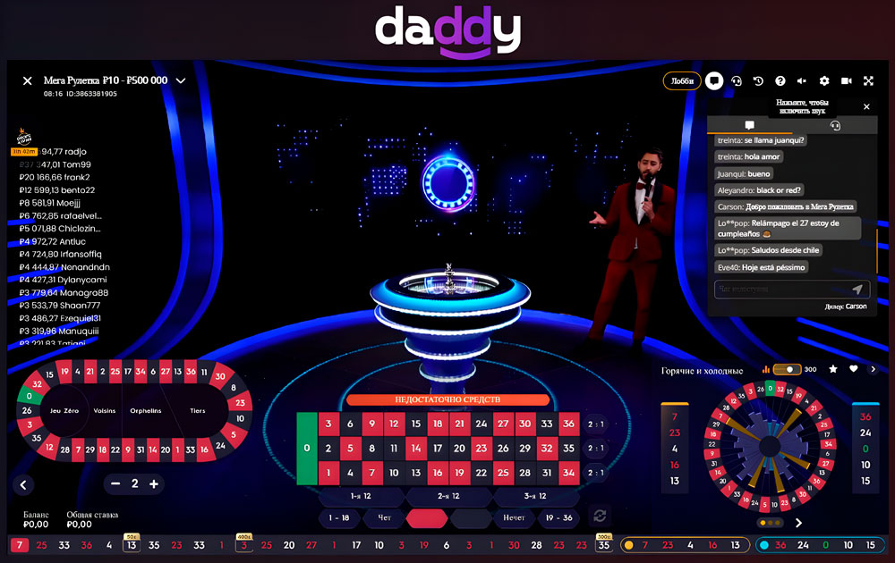 Como jogar roleta no Daddy Casino